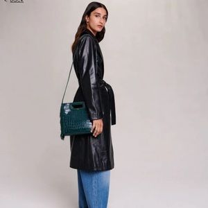 Maje Black leather trench